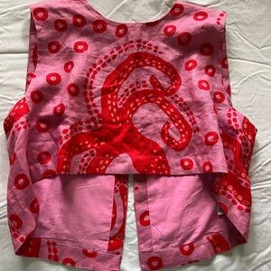 Farm RIO Octocool Print Split Back Linen Crop Top